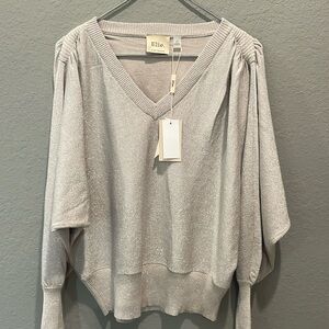 Elie Tahari metallic v neck sweater - viscose blend NWT